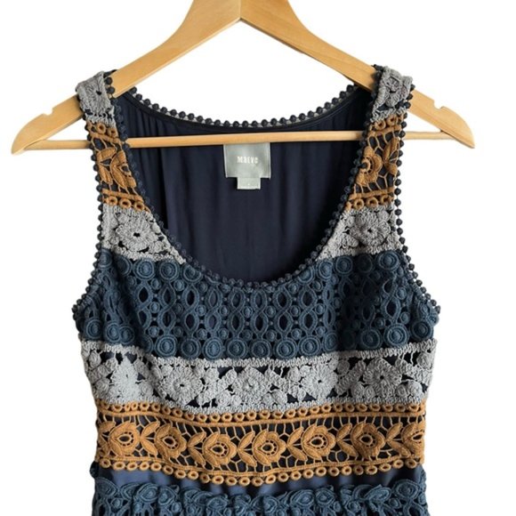 Anthropologie Maeve Striated Crochet Dress Size 4 Fit and Flare - Picture 3 of 13
